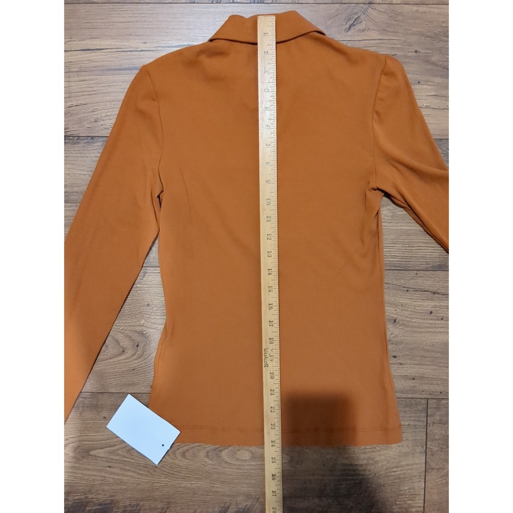 NWT Rosetta Getty Womens Sz M Fitted Wo Long Sleeve 3 Button Collared Polo Shirt - Picture 8 of 14